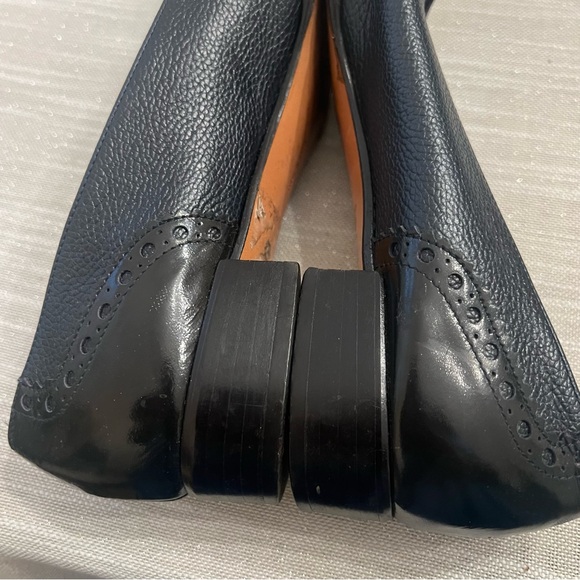 Salvatore Ferragamo Navy Cap Toe Leather Loafer Heels 9A - Picture 11 of 13